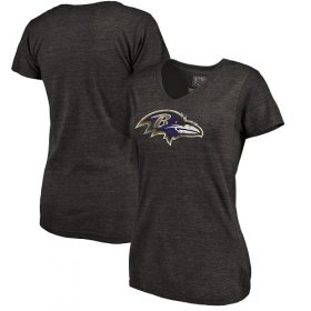 Wholesale Cheap Women\'s Baltimore Ravens NFL Pro Line by Fanatics Branded Black Distressed Team Logo Tri-Blend T-Shirt