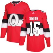 Wholesale Cheap Adidas Senators #15 Zack Smith Red Authentic 2017 100 Classic Stitched NHL Jersey