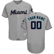 Wholesale Cheap Miami Marlins Majestic Road Authentic Collection Flex Base Custom Jersey Gray