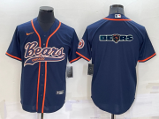 Wholesale Cheap Men's Chicago Bears Navy Team Big Logo With Patch Cool Base Stitched Baseball Jersey
