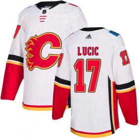 Wholesale Cheap Adidas Flames #17 Milan Lucic White Road Authentic Stitched Youth NHL Jersey