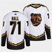 Wholesale Cheap Men's Boston Bruins #71 Taylor Hall 2022 White Reverse Retro Stitched Jersey