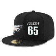 Wholesale Cheap Philadelphia Eagles #65 Lane Johnson Snapback Cap NFL Player Black with White Number Stitched Hat