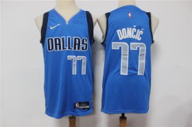 Wholesale Cheap Men\'s Dallas Mavericks #77 Luka Doncic 75th Anniversary Diamond Blue 2021 Stitched Jersey