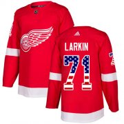Wholesale Cheap Adidas Red Wings #71 Dylan Larkin Red Home Authentic USA Flag Stitched NHL Jersey