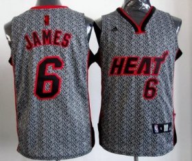 Wholesale Cheap Miami Heat #6 LeBron James Gray Static Fashion Jersey
