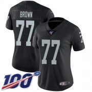 Wholesale Cheap Nike Raiders #77 Trent Brown Black Team Color Women's Stitched NFL 100th Season Vapor Untouchable Limited Jersey