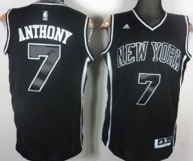 Wholesale Cheap New York Knicks #7 Carmelo Anthony All Black With White Fashion Jersey