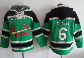 Wholesale Cheap Cardinals #6 Stan Musial Green Sawyer Hooded Sweatshirt MLB Hoodie