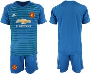 Wholesale Cheap Manchester United Blank Blue Goalkeeper Soccer Club Jersey