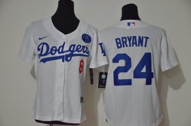 Wholesale Cheap Los Angeles Dodgers #8 #24 Kobe Bryant Women Nike White Cool Base 2020 KB Patch MLB Jersey