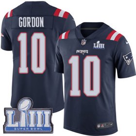 Wholesale Cheap Nike Patriots #10 Josh Gordon Navy Blue Super Bowl LIII Bound Men\'s Stitched NFL Limited Rush Jersey