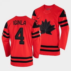 Wholesale Cheap Men\'s Canada Hockey Jarome Iginla Red 2022 Winter Olympic Gold #4 Winner Jersey