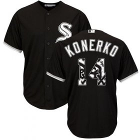 Wholesale Cheap White Sox #14 Paul Konerko Black Team Logo Fashion Stitched MLB Jersey