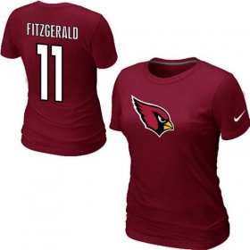 Wholesale Cheap Women\'s Nike Arizona Cardinals #11 Larry Fitzgerald Name & Number T-Shirt Red