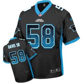 Wholesale Cheap Nike Panthers #58 Thomas Davis Sr Black Team Color Men\'s Stitched NFL Elite Drift Fashion Jersey
