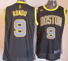 Wholesale Cheap Boston Celtics #9 Rajon Rondo Black Electricity Fashion Jersey
