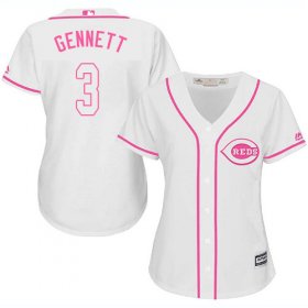 Wholesale Cheap Reds #3 Scooter Gennett White/Pink Fashion Women\'s Stitched MLB Jersey