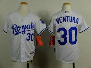 Wholesale Cheap Royals #30 Yordano Ventura White Cool Base Stitched Youth MLB Jersey