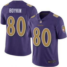 Wholesale Cheap Nike Ravens #80 Miles Boykin Purple Men\'s Stitched NFL Limited Rush Jersey