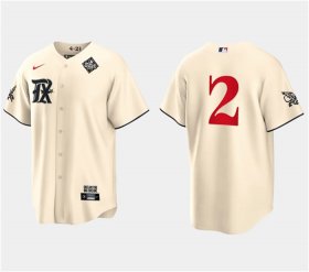 Men\'s Texas Rangers #2 Marcus Semien Cream 2023 World Series City Connect Stitched Baseball Jersey