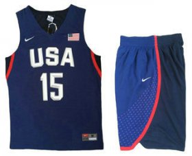 Wholesale Cheap 2016 Olympics Team USA Men\'s #15 Carmelo Anthony Navy Blue Revolution 30 Swingman Basketball Jersey With Shorts