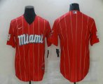 Wholesale Cheap Men's Miami Marlins Blank Red 2021 City Connect Stitched MLB Cool Base Nike Jersey