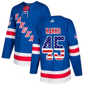 Wholesale Cheap Adidas Rangers #45 Kappo Kakko Royal Blue Home Authentic USA Flag Stitched NHL Jersey
