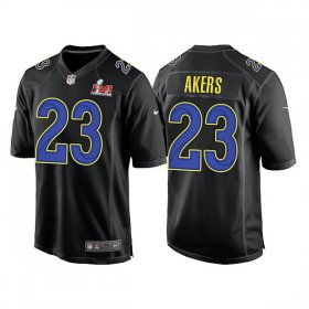 Wholesale Cheap Men\'s Los Angeles Rams #23 Cam Akers 2022 Black Super Bowl LVI Game Stitched Jersey
