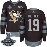 Wholesale Cheap Adidas Penguins #19 Bryan Trottier Black 1917-2017 100th Anniversary Stanley Cup Finals Champions Stitched NHL Jersey