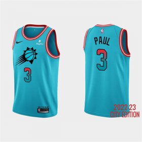 Wholesale Cheap Men\'s Phoenix Suns #3 Chris Paul 2022-23 Blue City Edition Stitched Basketball Jersey