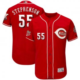 Wholesale Cheap Cincinnati Reds #55 Robert Stephenson Majestic Alternate Authentic Collection Flex Base Player Jersey Scarlet