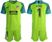 Wholesale Cheap Atletico Madrid #1 Adan Shiny Green Goalkeeper Soccer Club Jersey