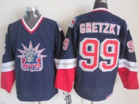 Wholesale Cheap Rangers #99 Wayne Gretzky Navy Blue CCM Statue of Liberty Stitched NHL Jersey