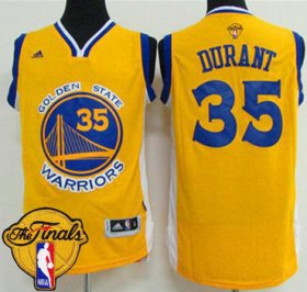 Wholesale Cheap Men\'s Warriors #35 Kevin Durant Gold 2017 The Finals Patch Stitched NBA Jersey