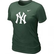 Wholesale Cheap Women's New York Yankees Heathered Nike Dark Green Blended T-Shirt