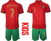 Wholesale Cheap 2021 European Cup Portugal home Youth 7 soccer jerseys