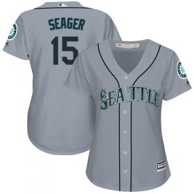 Wholesale Cheap Mariners #15 Kyle Seager Grey Road Women\'s Stitched MLB Jersey