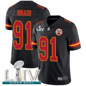 Wholesale Cheap Nike Chiefs #91 Derrick Nnadi Black Super Bowl LIV 2020 Youth Stitched NFL Limited Rush Jersey