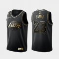 Wholesale Cheap Lakers 23 Lebron James Black Gold Nike Swingman Jersey