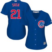 Wholesale Cheap Cubs #21 Sammy Sosa Blue Alternate Women's Stitched MLB Jersey