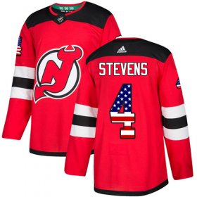 Wholesale Cheap Adidas Devils #4 Scott Stevens Red Home Authentic USA Flag Stitched NHL Jersey