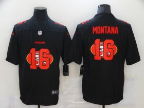 Wholesale Cheap Men\'s San Francisco 49ers #16 Joe Montana Black 2020 Shadow Logo Vapor Untouchable Stitched NFL Nike Limited Jersey