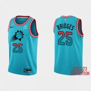 Wholesale Cheap Men's Phoenix Suns #25 Mikal Bridges 2022-23 Blue City Edition Stitched Basketball Jersey