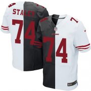 Wholesale Cheap Nike 49ers #74 Joe Staley Black/White Men's Stitched NFL Elite Split Jersey