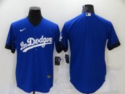 Wholesale Cheap Men's Los Angeles Dodgers Blank Blue 2021 City Connect Cool Base Stitched Jersey
