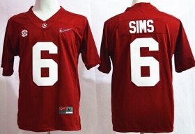 Wholesale Cheap Alabama Crimson Tide #6 Blake Sims 2015 Playoff Rose Bowl Special Event Diamond Quest Red Jersey