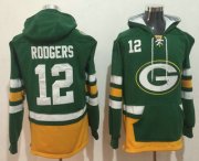 Wholesale Cheap Men's Green Bay Packers #12 Aaron Rodgers NEW Green Pocket Stitched NFL Pullover Hoodie