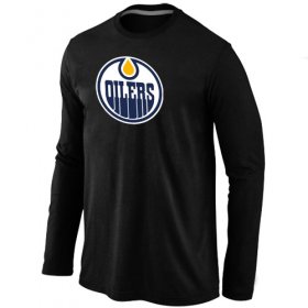 Wholesale Cheap NHL Edmonton Oilers Big & Tall Logo Long Sleeves T-Shirt Black