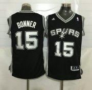 Wholesale Cheap Men's San Antonio Spurs #15 Matt Bonner Revolution 30 Swingman Black Jersey